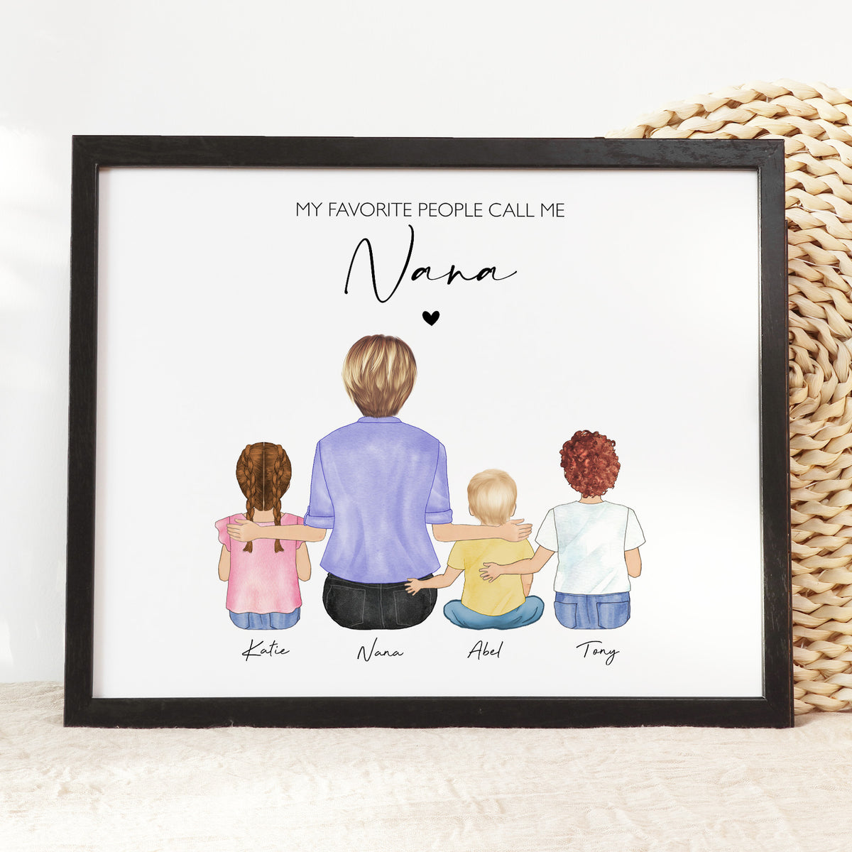 Custom Nana & Grandchildren Portrait | Gift for Nana