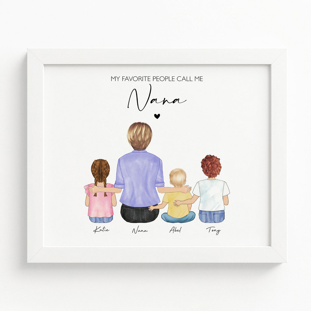Custom Nana & Grandchildren Portrait | Gift for Nana