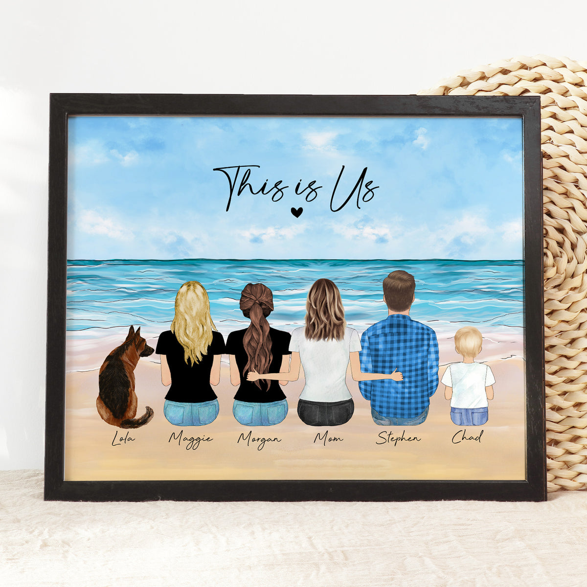 Custom Family Beach Portrait | 'This Is Us' Seaside Wall Art