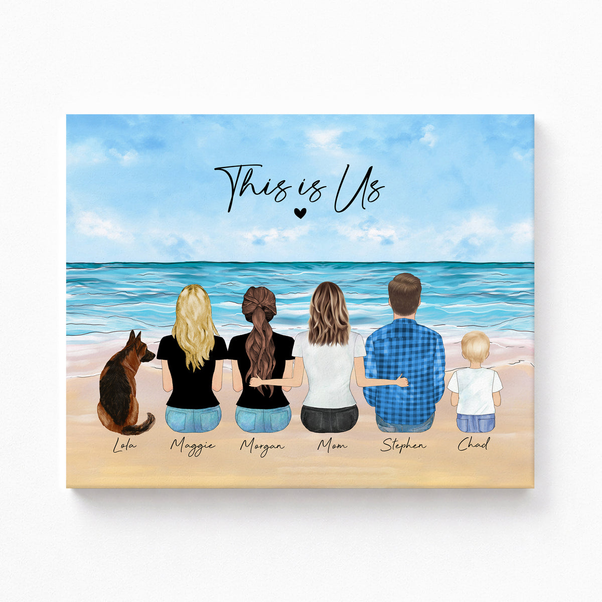 Custom Family Beach Portrait | 'This Is Us' Seaside Wall Art