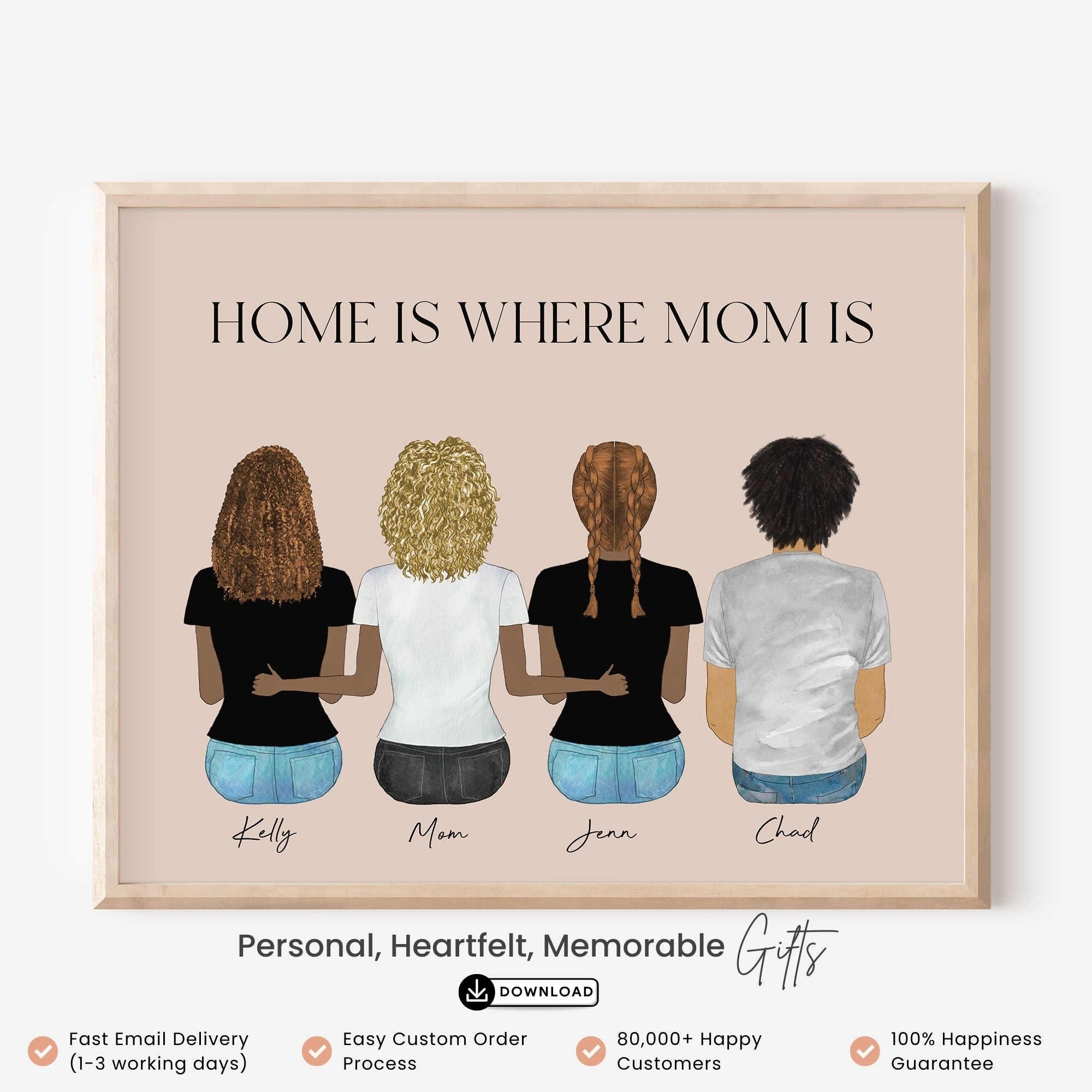 "Home is Where Mom Is" Custom Family Portrait