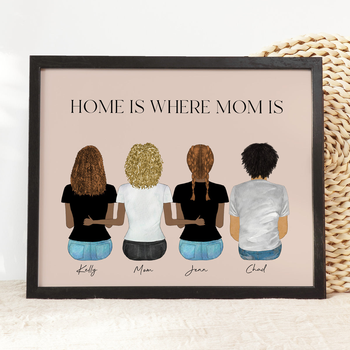 Custom Mom Portrait with Pets & Kids | Family Portrait Gift