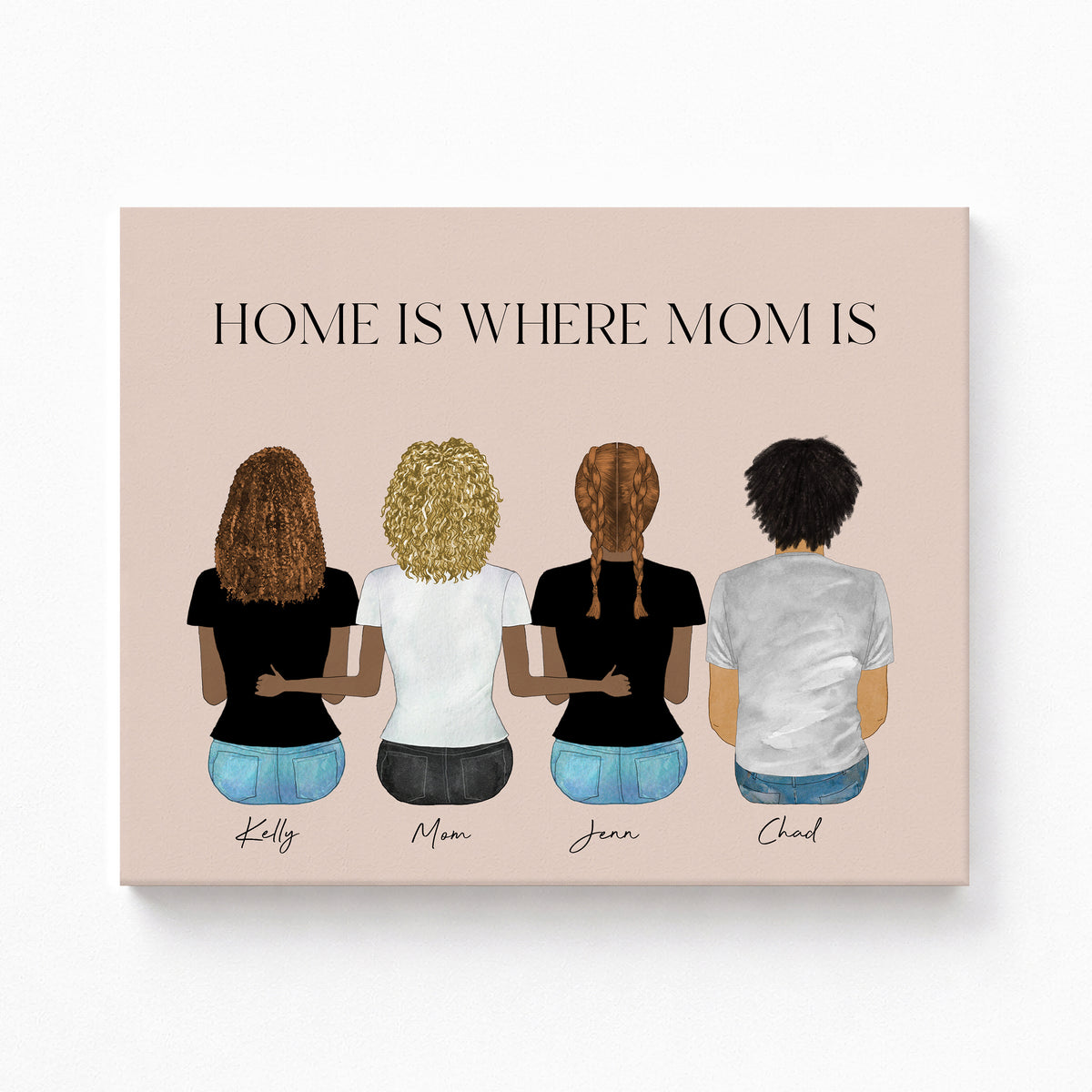 Custom Mom Portrait with Pets & Kids | Family Portrait Gift
