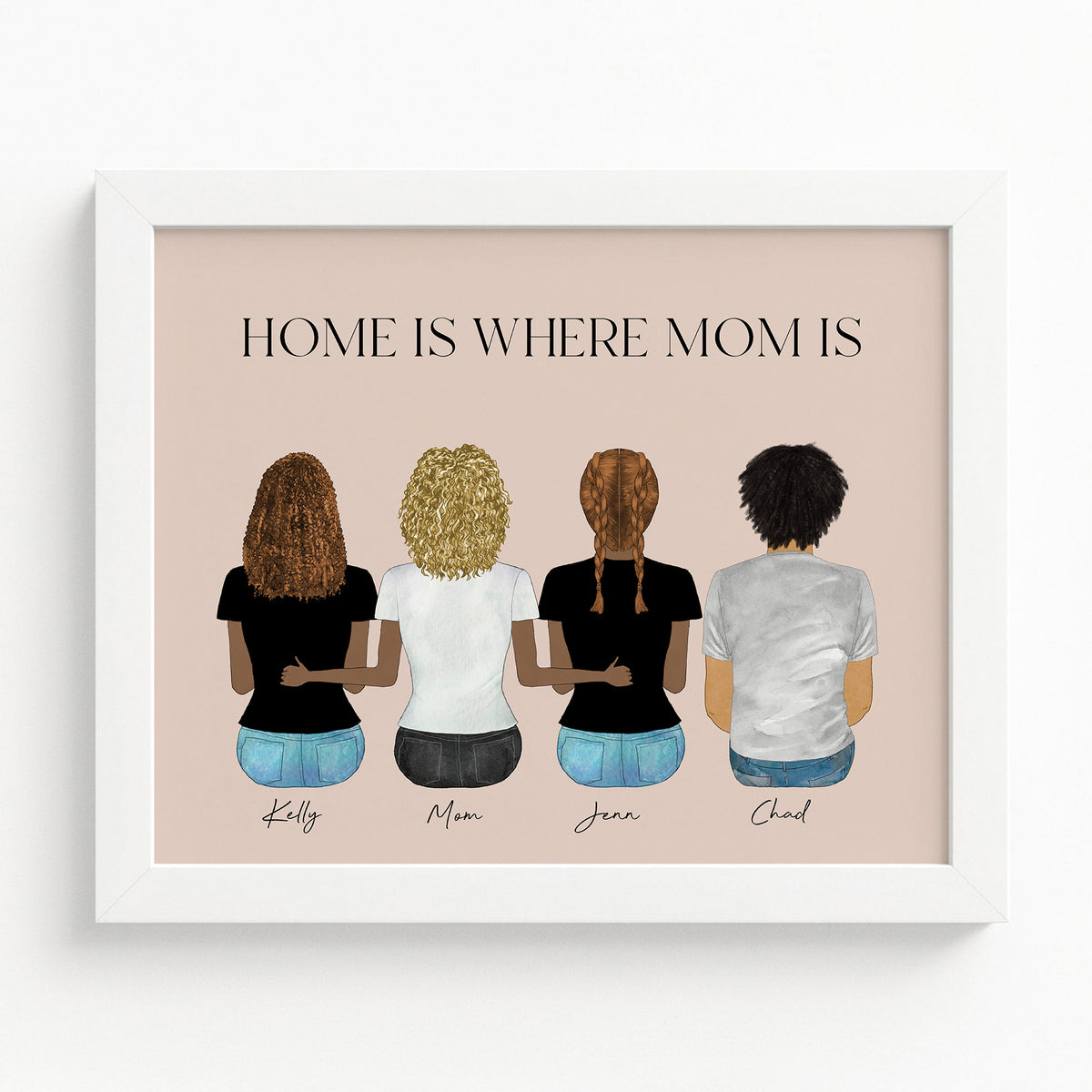 Custom Mom Portrait with Pets & Kids | Family Portrait Gift