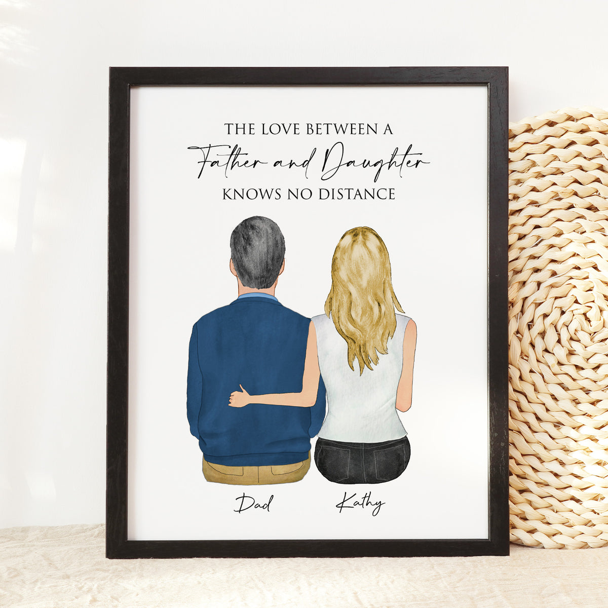 Custom Father & Daughter Portrait | Long Distance Dad Gift