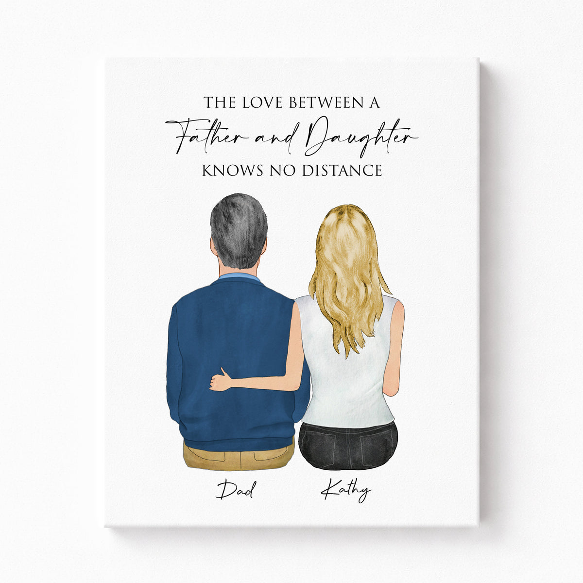 Custom Father & Daughter Portrait | Long Distance Dad Gift