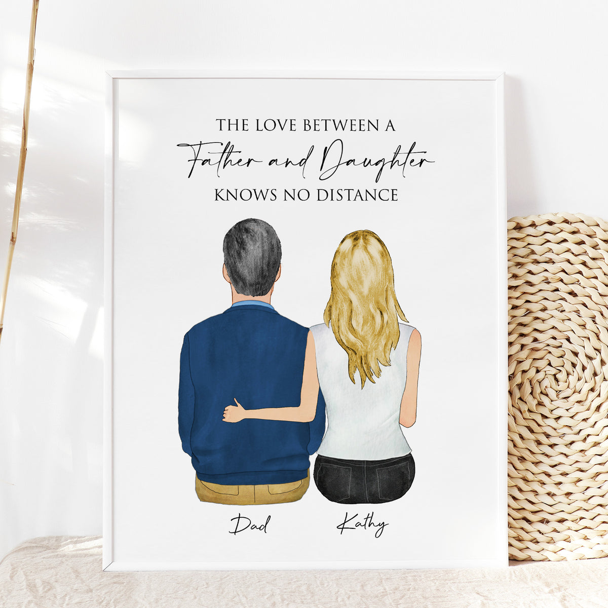 Custom Father & Daughter Portrait | Long Distance Dad Gift