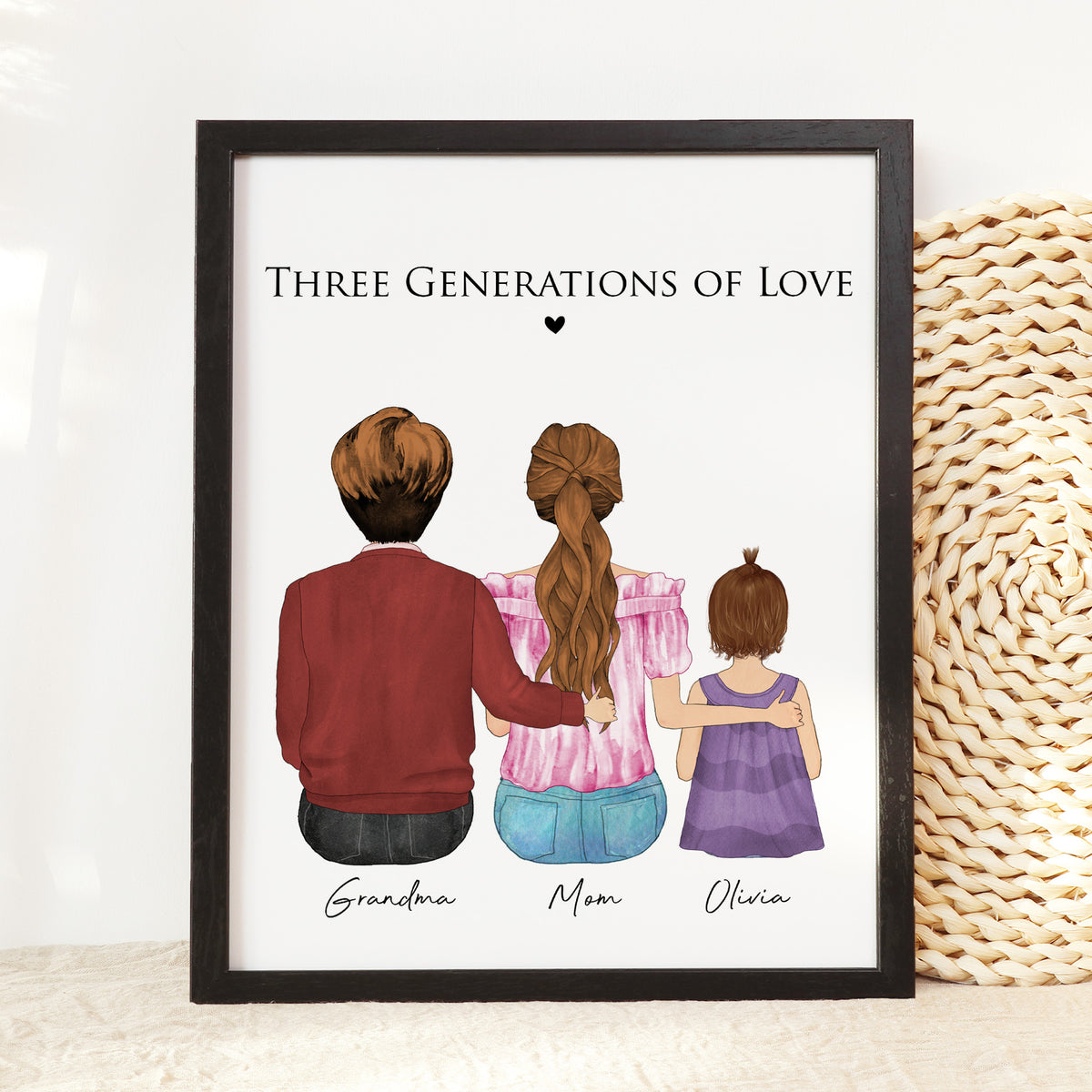 Custom Three Generation Family Portrait | Family Legacy Gift