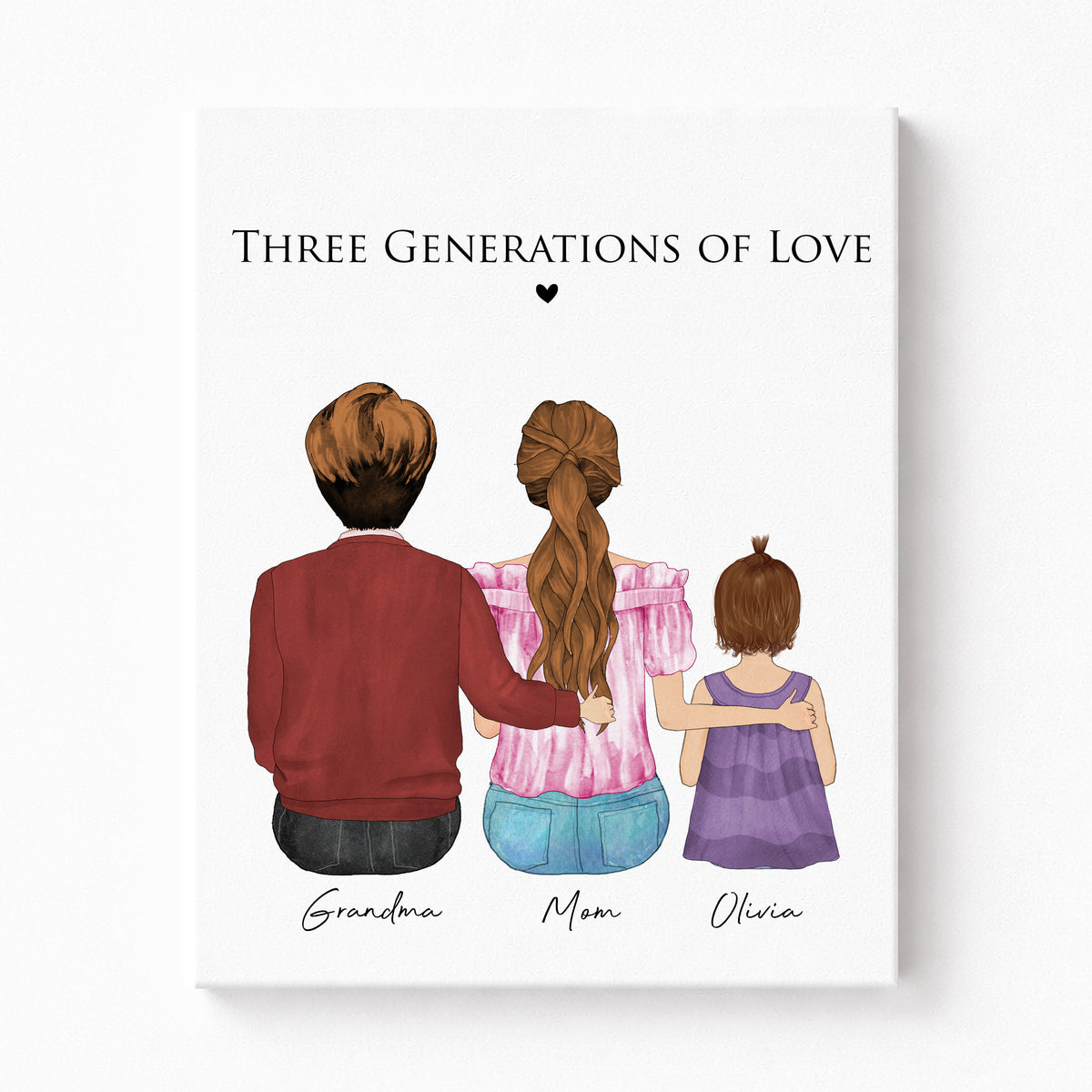 Custom Three Generation Family Portrait | Family Legacy Gift