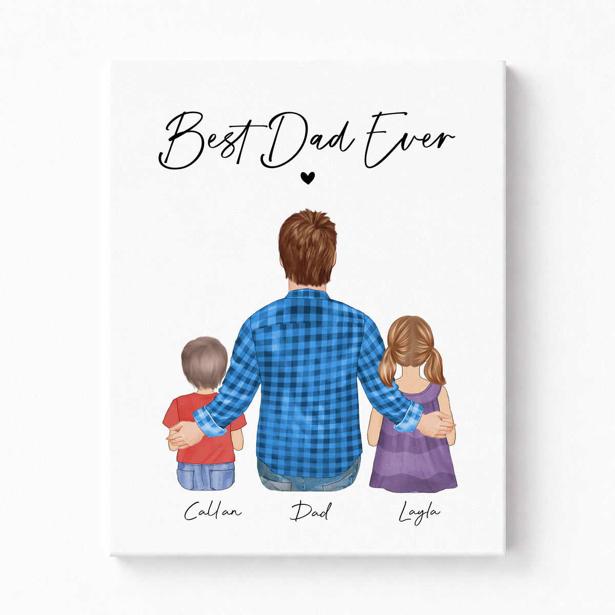Custom Dad & Kids Portrait | Father Gift from Son or Daughter