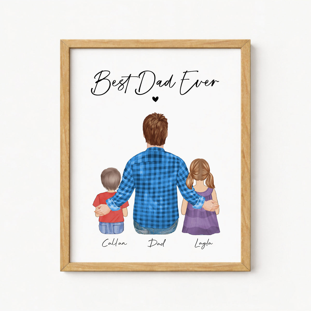 Custom Dad & Kids Portrait | Father Gift from Son or Daughter