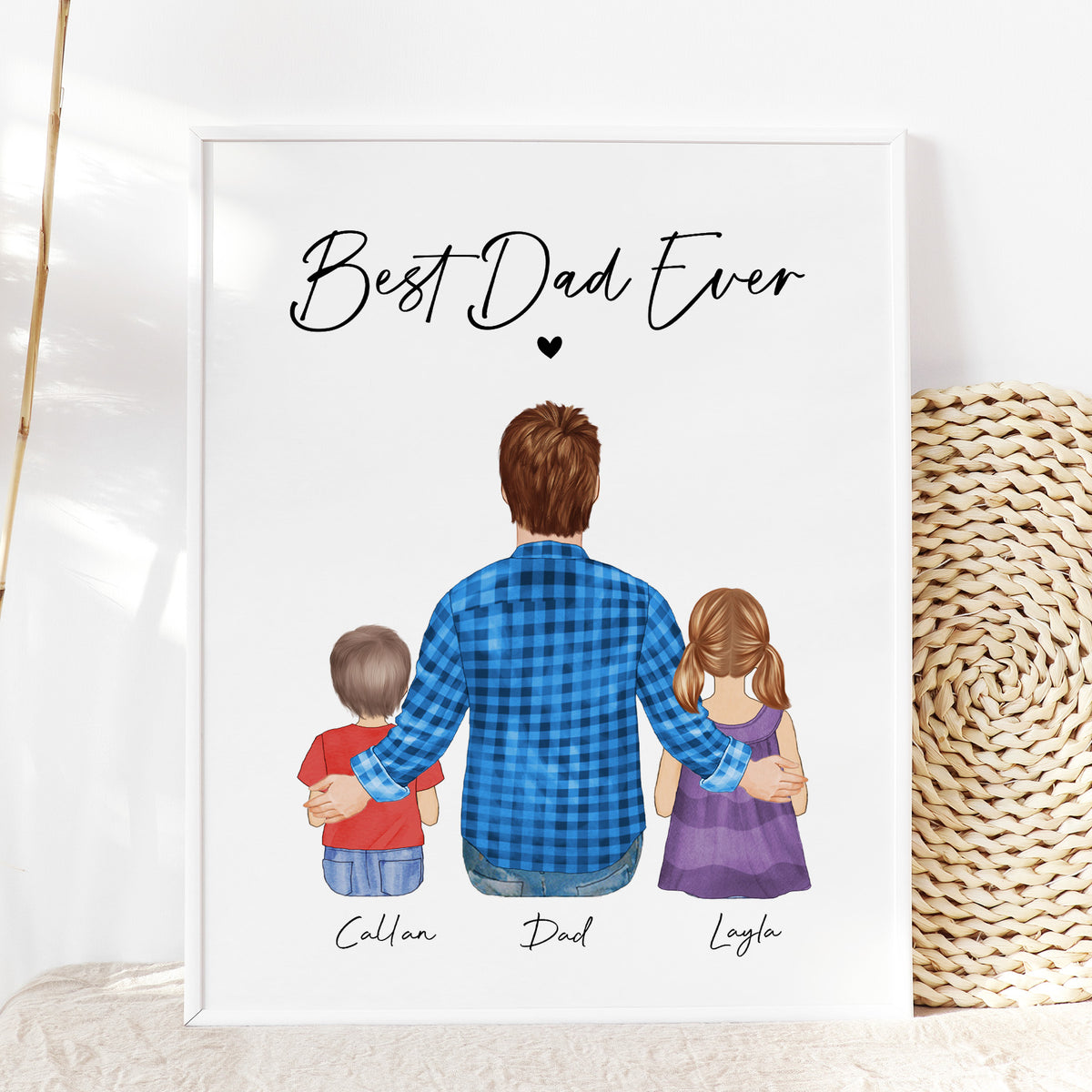 Custom Dad & Kids Portrait | Father Gift from Son or Daughter
