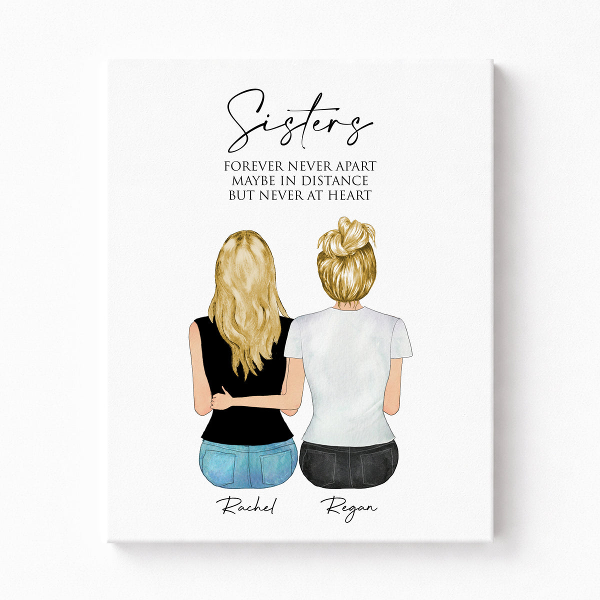 Custom Sister Portrait Wall Art | Birthday Gift for Sister