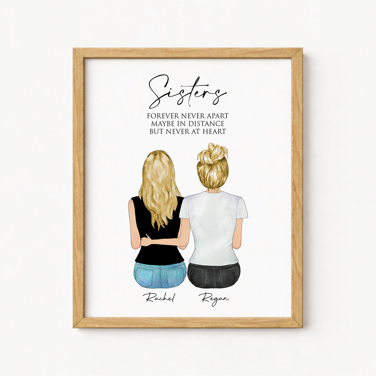 Custom Sister Portrait Wall Art | Birthday Gift for Sister