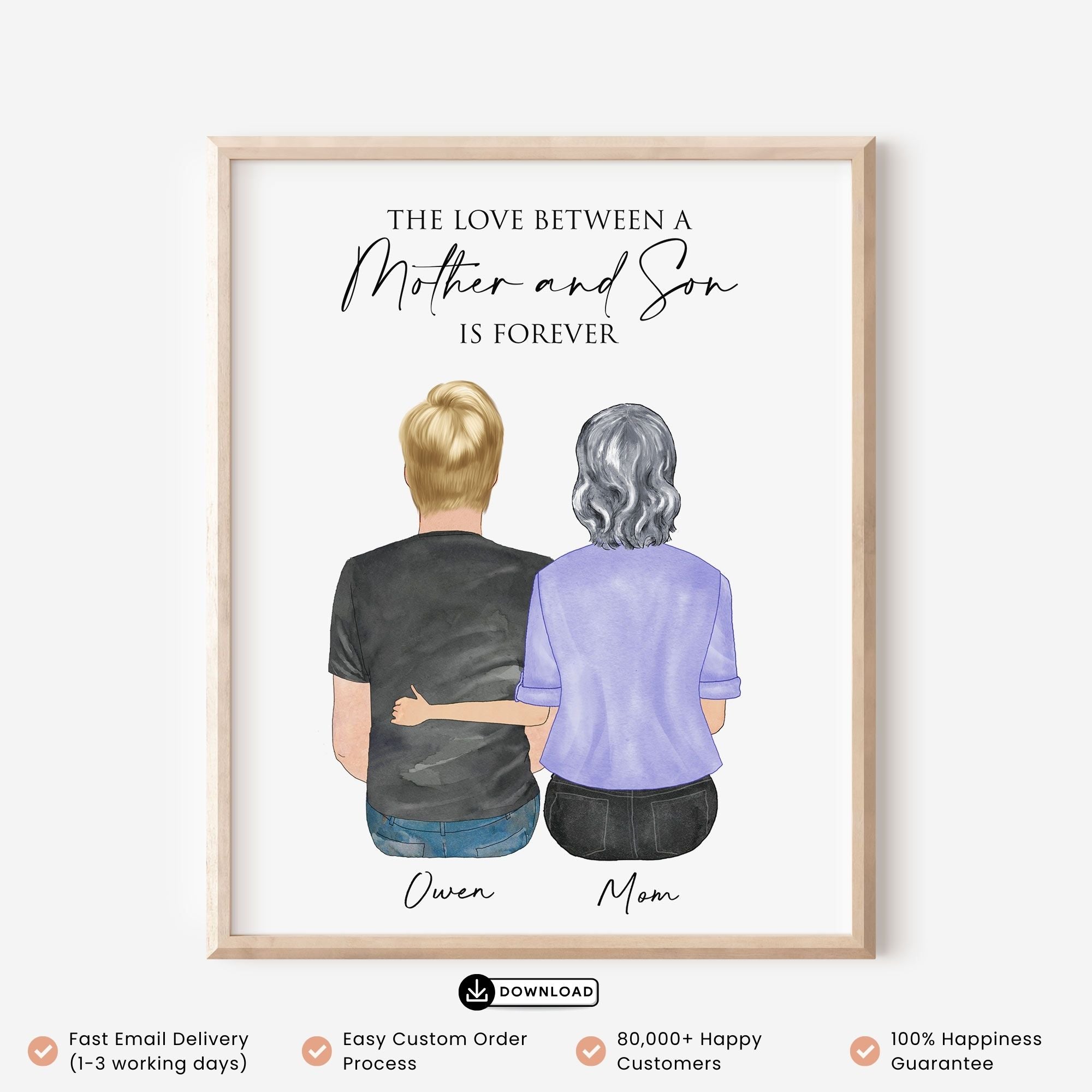 Mother and Son Custom Portrait Wall Art
