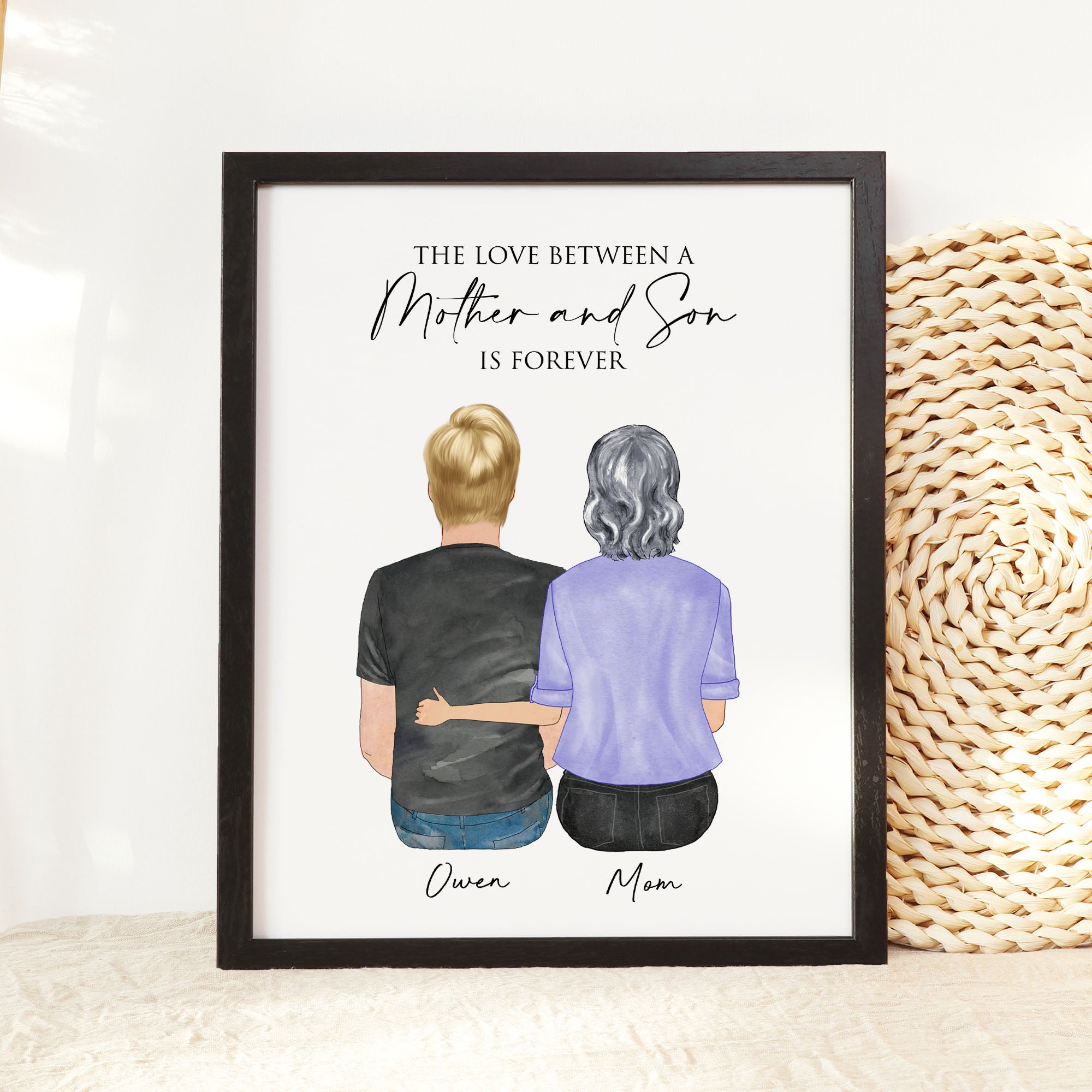 Mother and Son Custom Portrait Wall Art