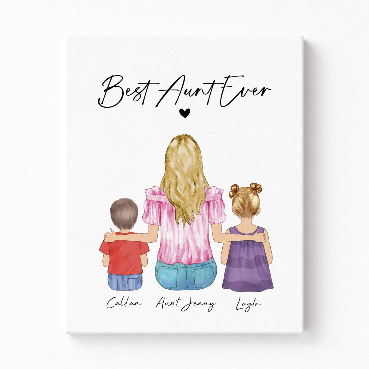 Custom Aunt with Niece & Nephew Portrait | Gift for Auntie