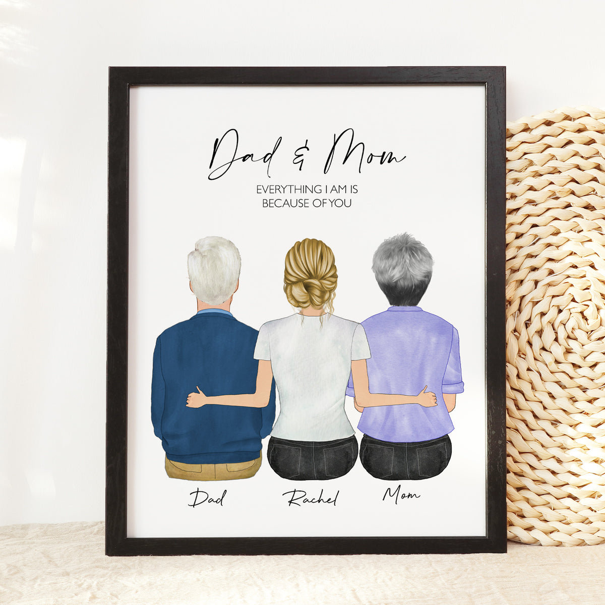 Custom Daughter & Parents Portrait | Gift from Daughter