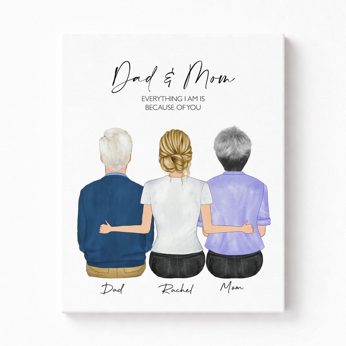 Custom Daughter & Parents Portrait | Gift from Daughter