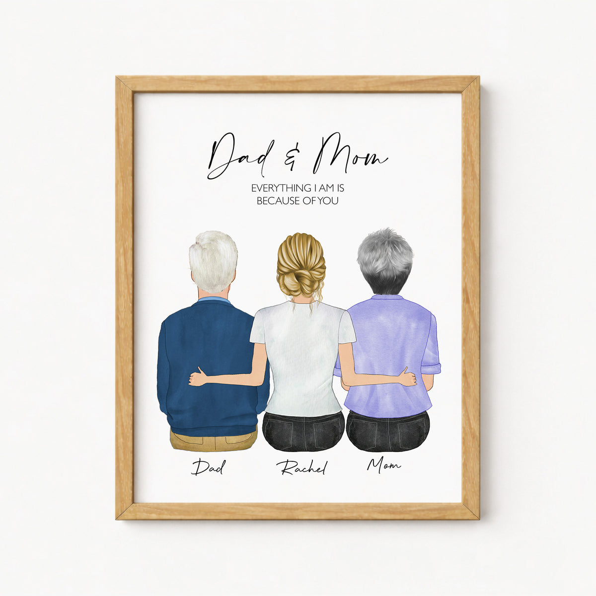 Custom Daughter & Parents Portrait | Gift from Daughter