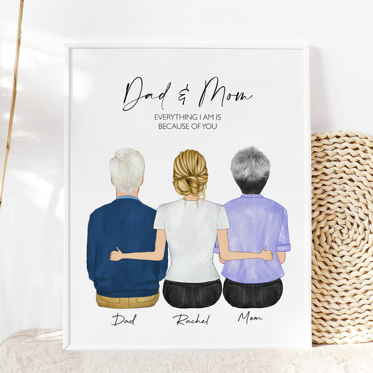 Custom Daughter & Parents Portrait | Gift from Daughter