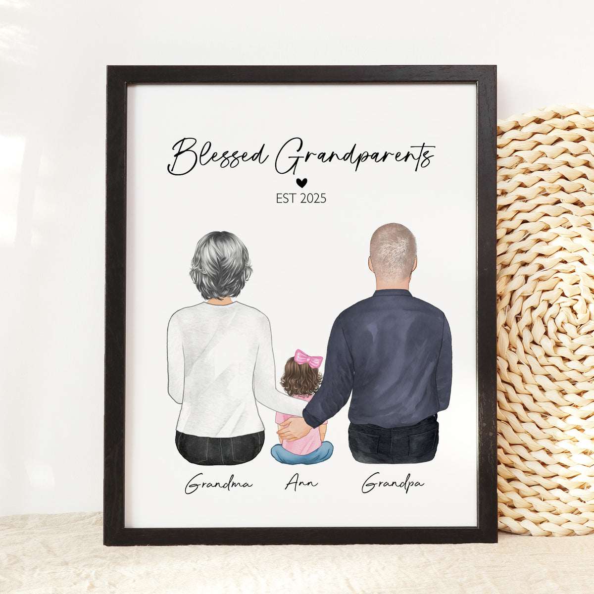 Blessed Grandparents & Grandkids Wall Art | Grandparent Gift