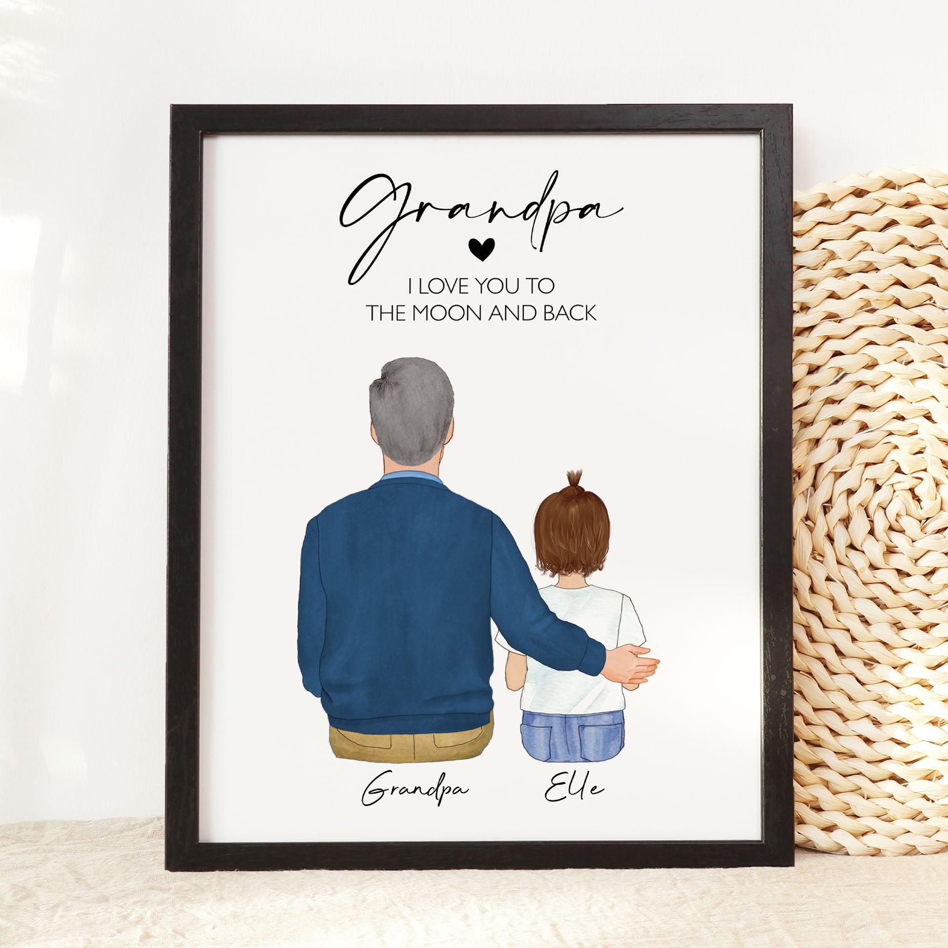 Personalized Grandpa with Grandkids Wall Art