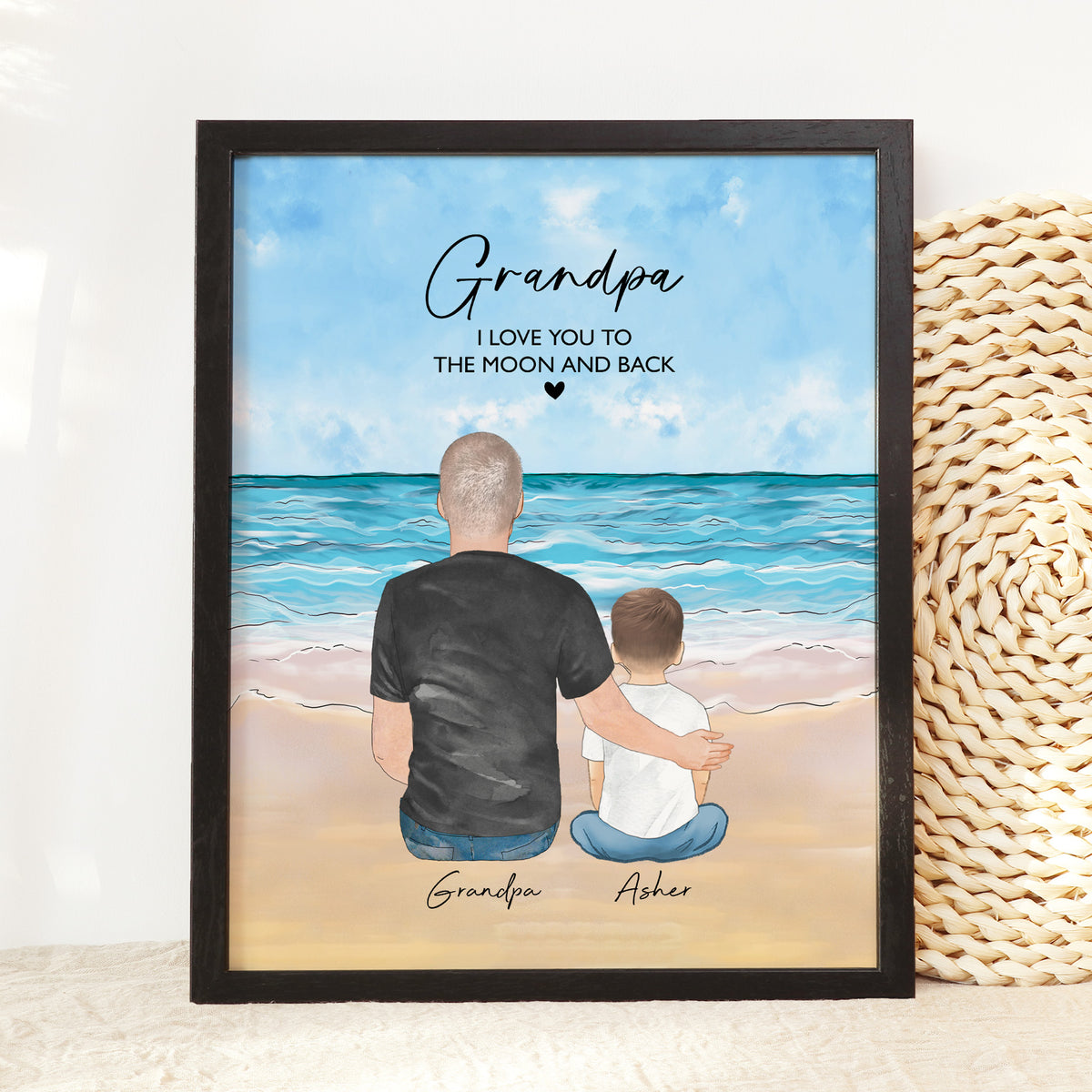 Custom Grandpa & Grandkids Portrait | Grandpa Gift