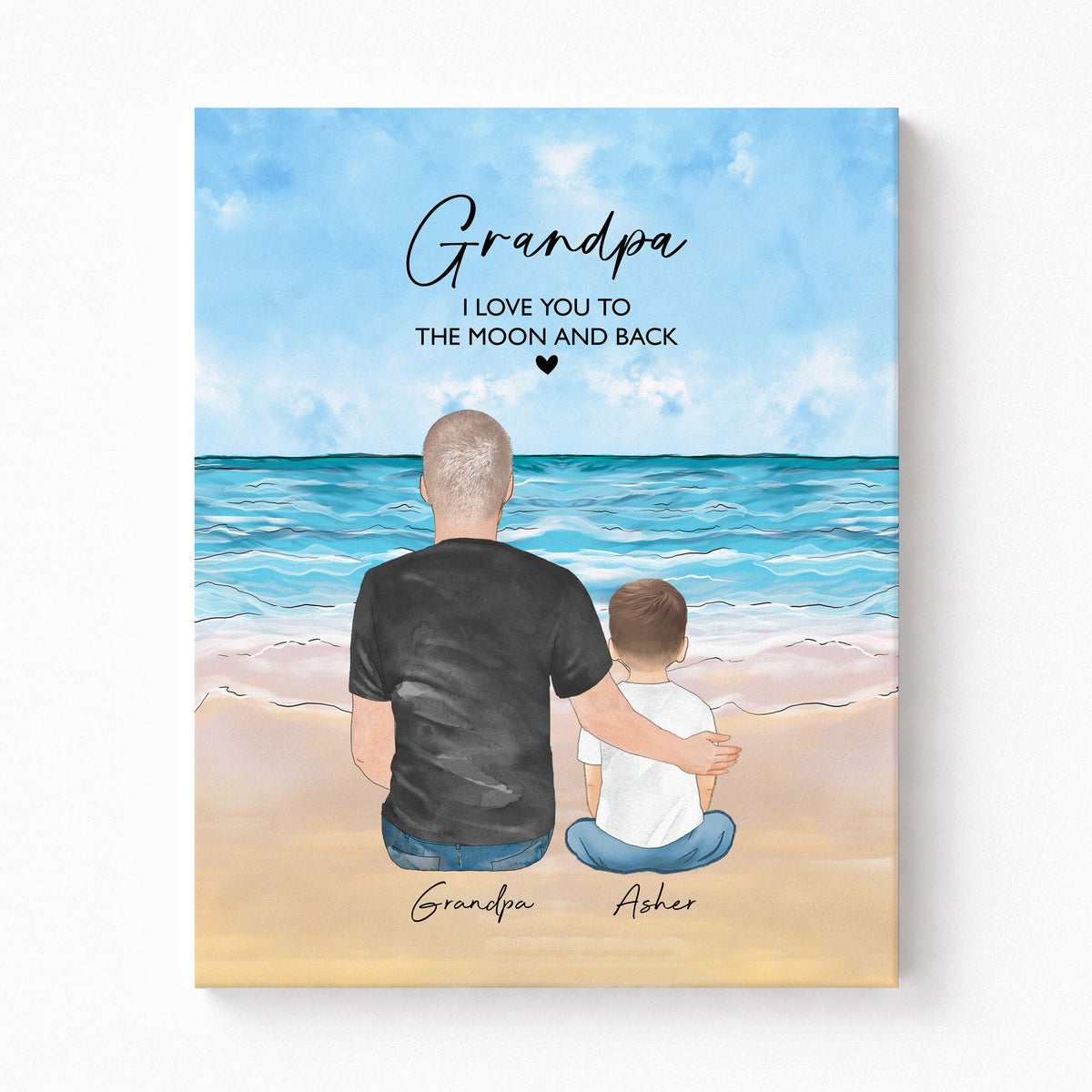 Custom Grandpa & Grandkids Portrait | Grandpa Gift