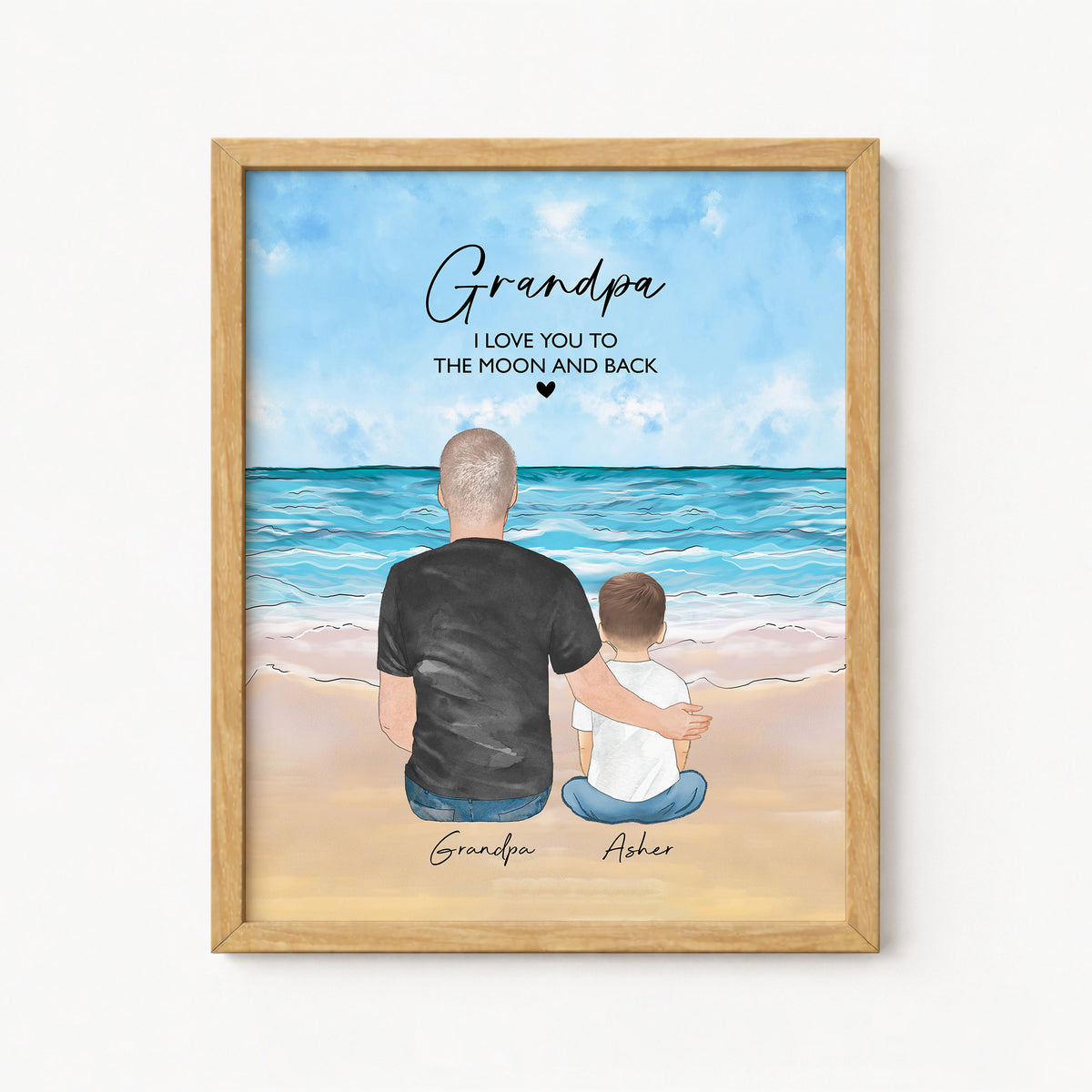 Custom Grandpa & Grandkids Portrait | Grandpa Gift