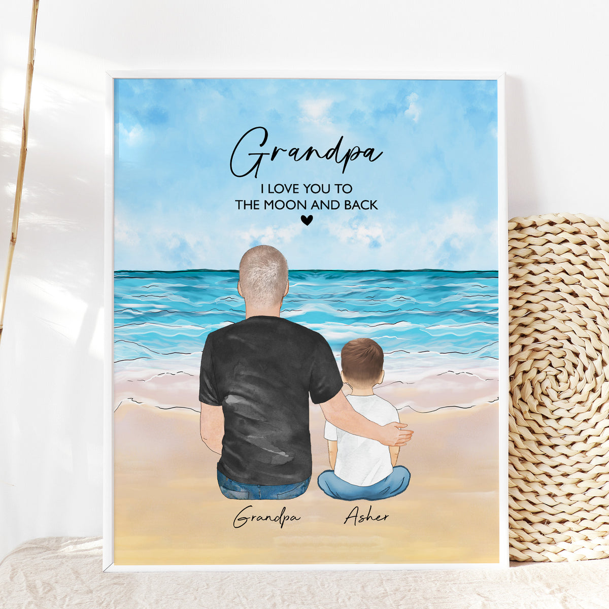Custom Grandpa & Grandkids Portrait | Grandpa Gift