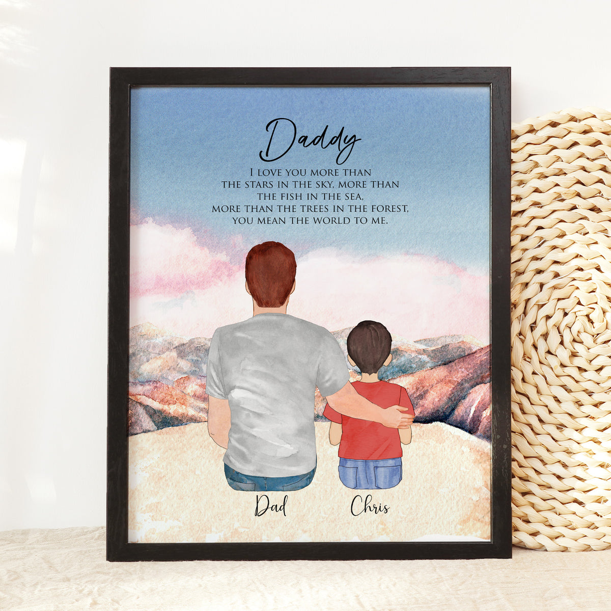 Custom Daddy & Son Portrait | Mountain Scene