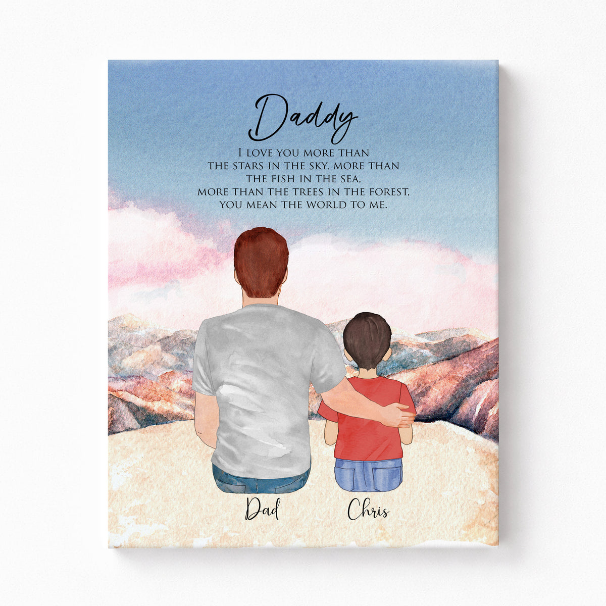 Custom Daddy & Son Portrait | Mountain Scene