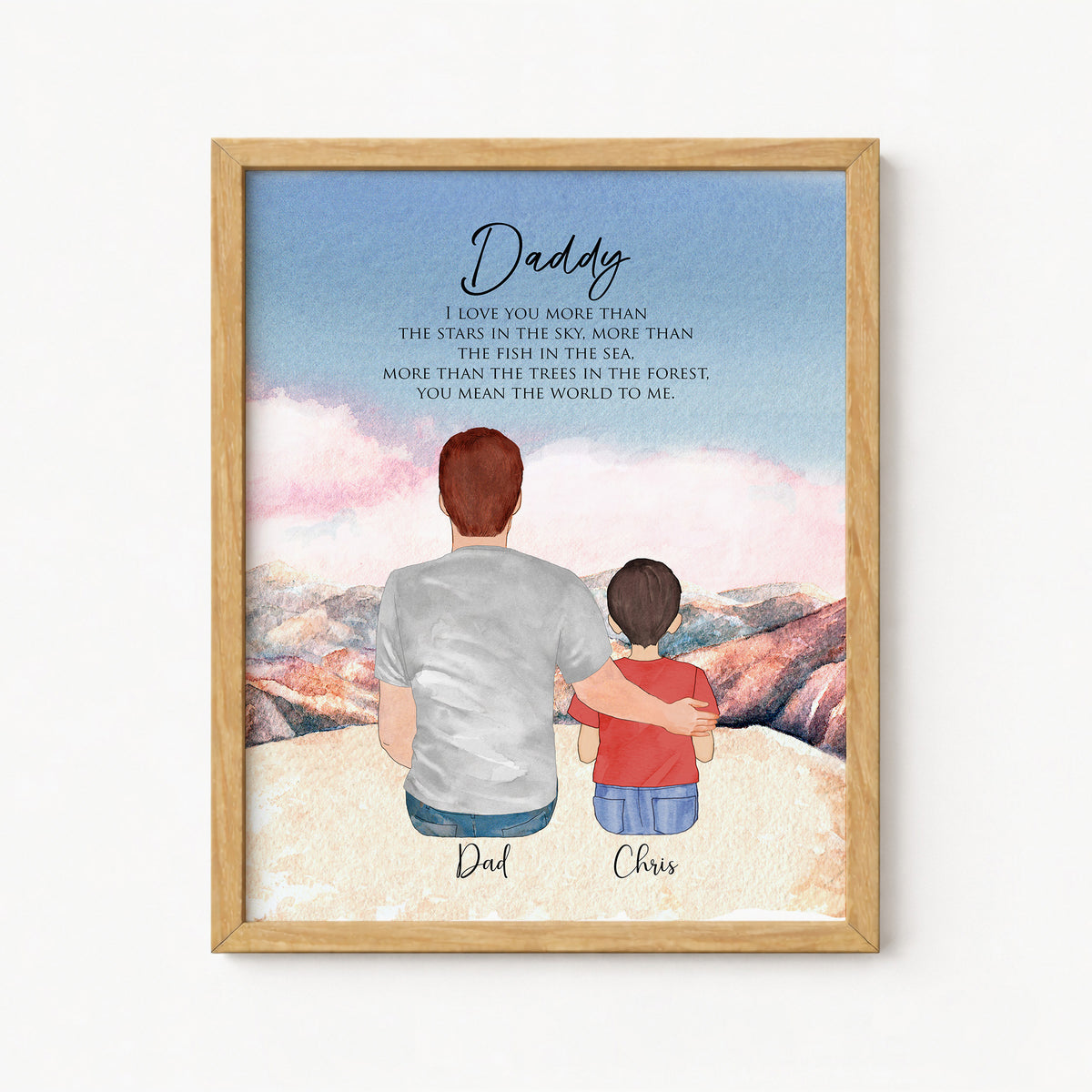 Custom Daddy & Son Portrait | Mountain Scene