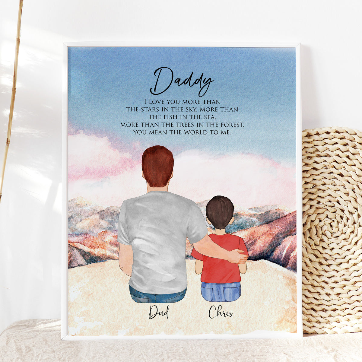 Custom Daddy & Son Portrait | Mountain Scene