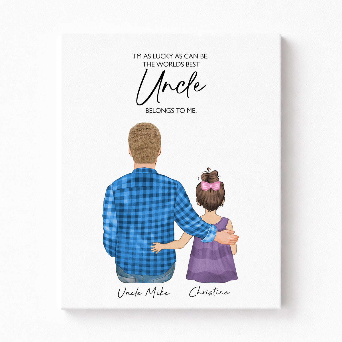 Custom Uncle with Niece & Nephew Portrait | Gift for Uncle