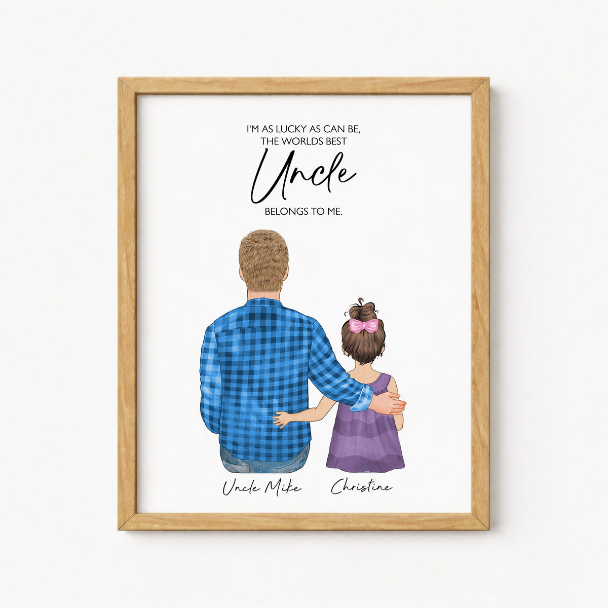 Custom Uncle with Niece & Nephew Portrait | Gift for Uncle