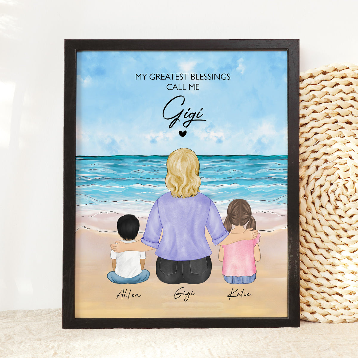 Custom Gigi & Grandkids Portrait | Birthday Gift for Gigi