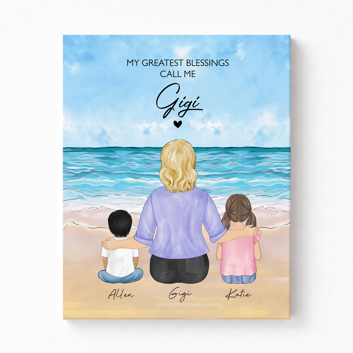 Custom Gigi & Grandkids Portrait | Birthday Gift for Gigi