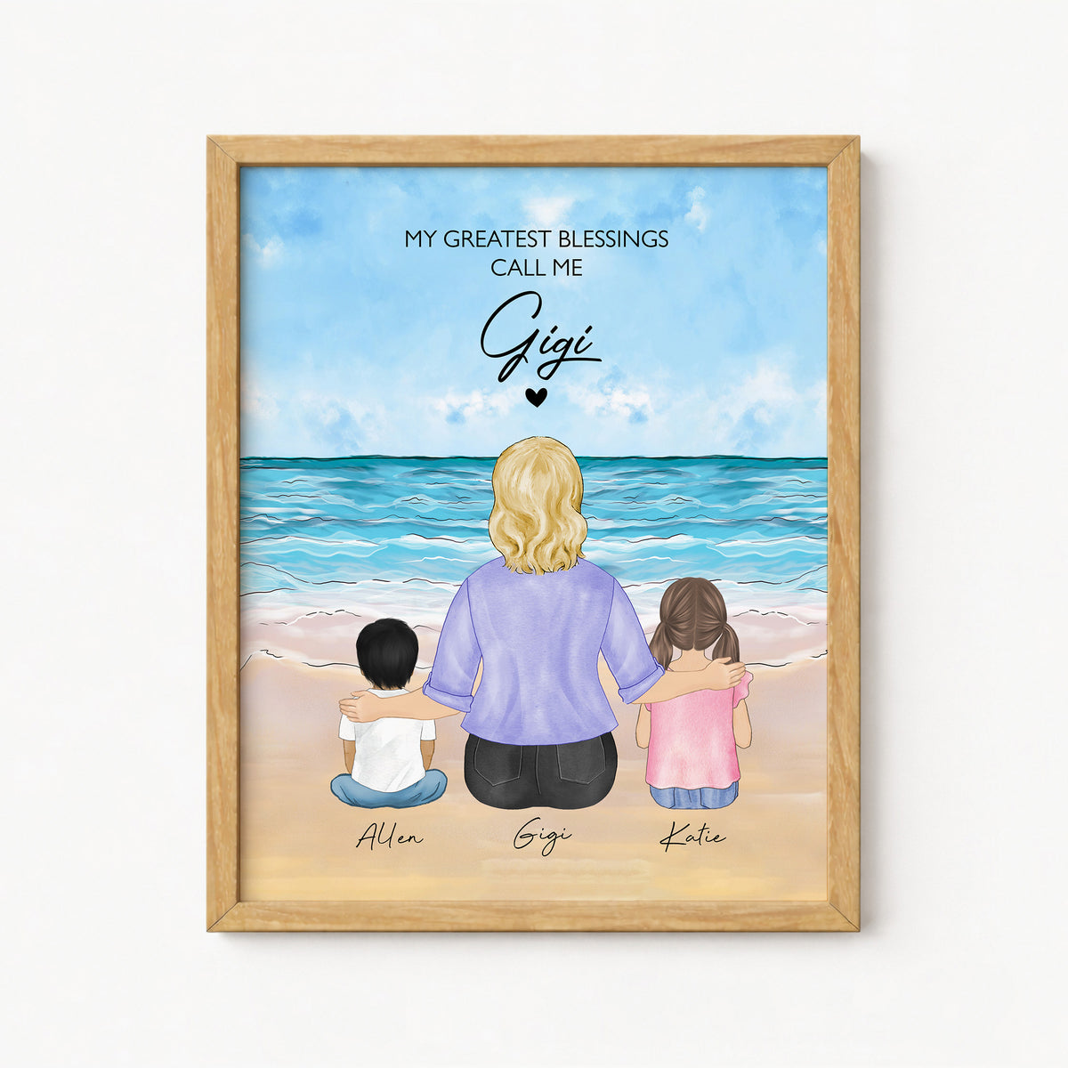 Custom Gigi & Grandkids Portrait | Birthday Gift for Gigi