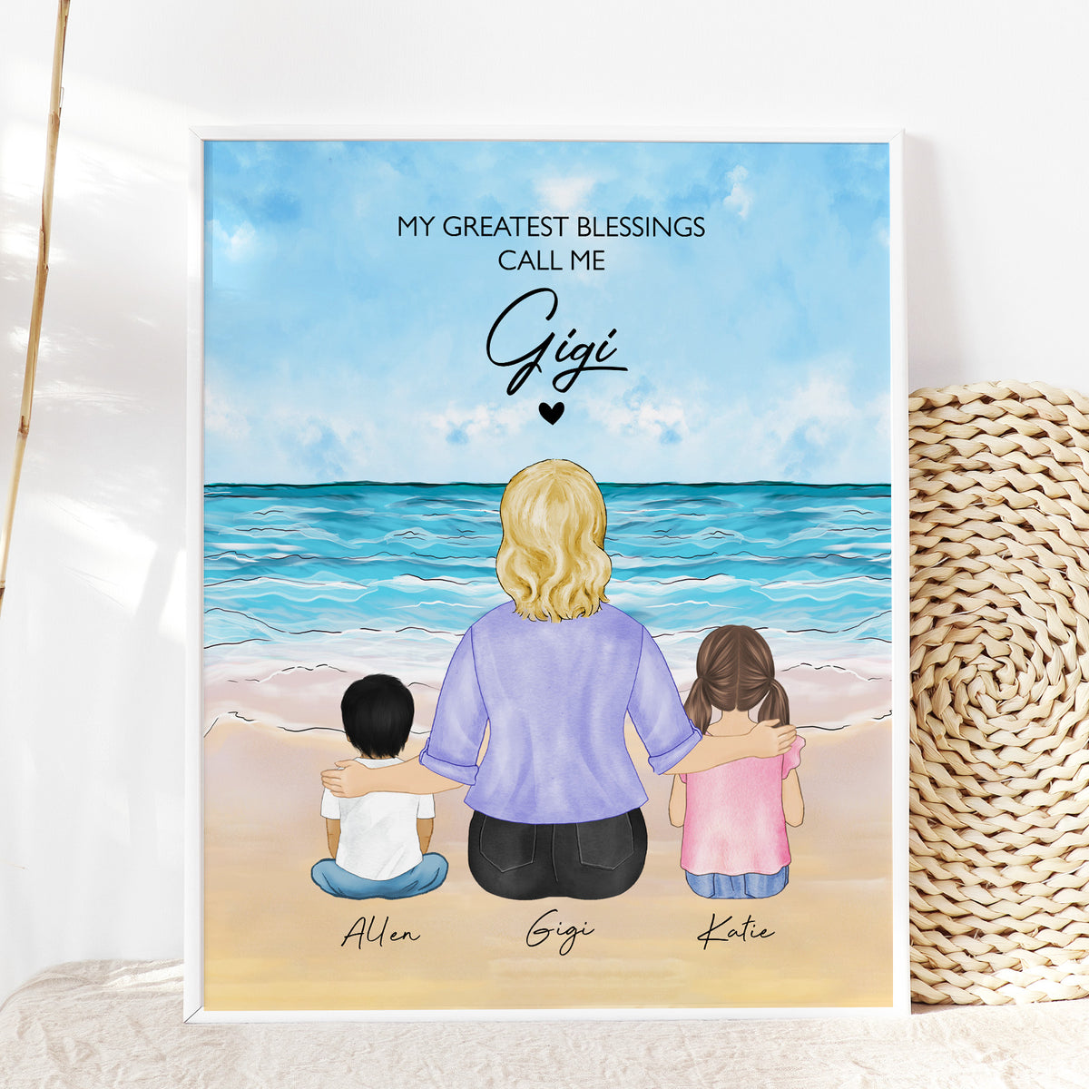 Custom Gigi & Grandkids Portrait | Birthday Gift for Gigi