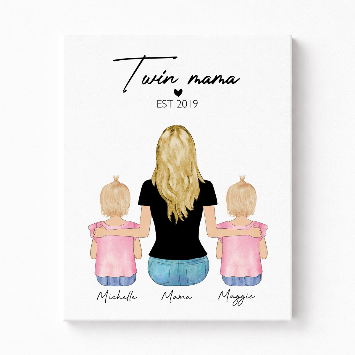 Custom Twin Mama Portrait | Gift for Mom of Twins