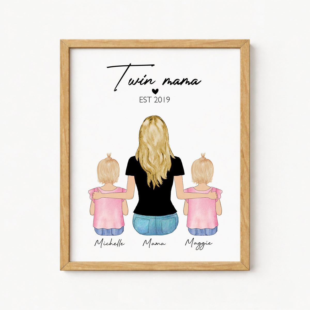 Custom Twin Mama Portrait | Gift for Mom of Twins