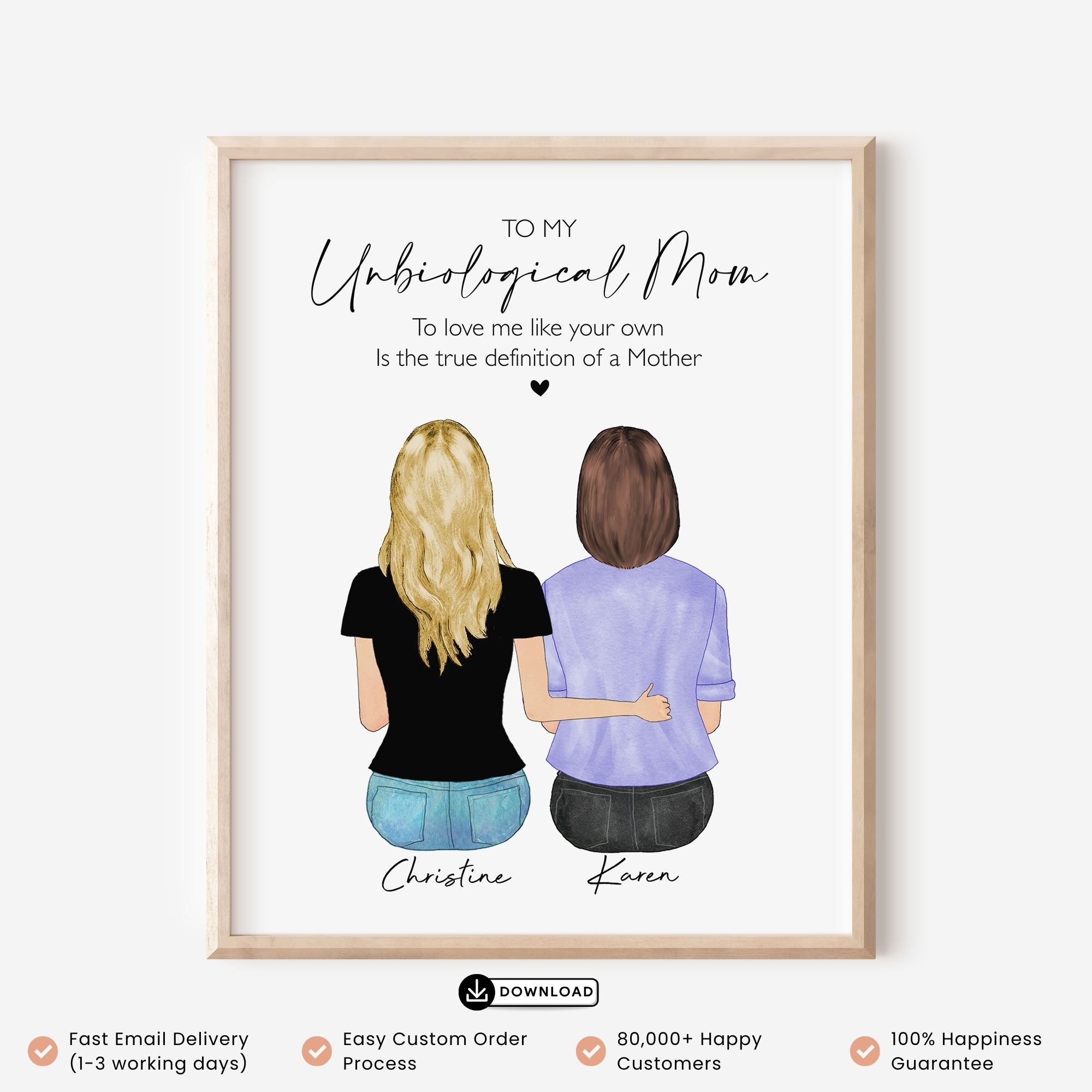 Custom Bonus Mom Art Portrait Gift