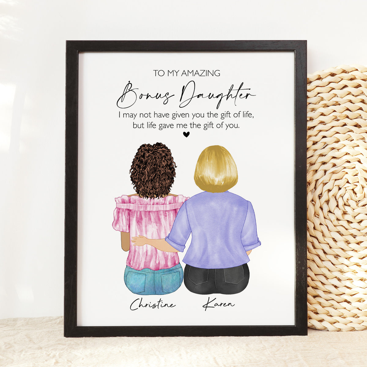 Bonus Daughter Wall Art | Stepmom & Stepdaughter Portrait