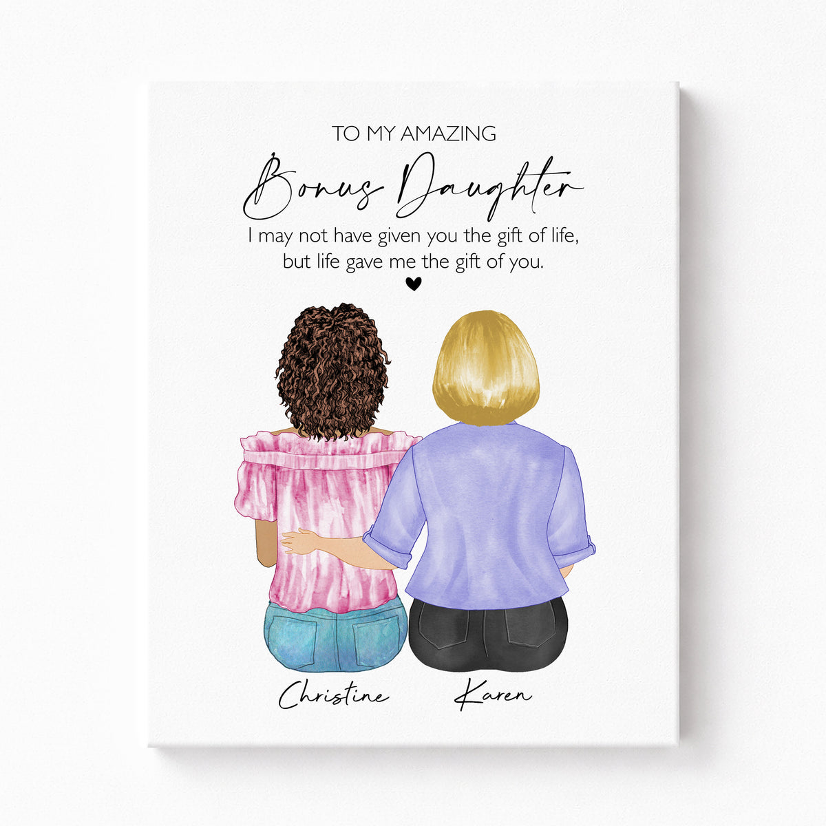 Bonus Daughter Wall Art | Stepmom & Stepdaughter Portrait