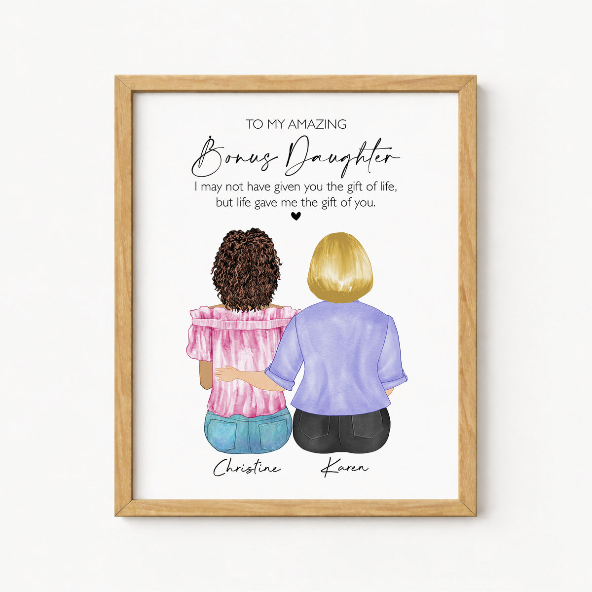 Bonus Daughter Wall Art | Stepmom & Stepdaughter Portrait