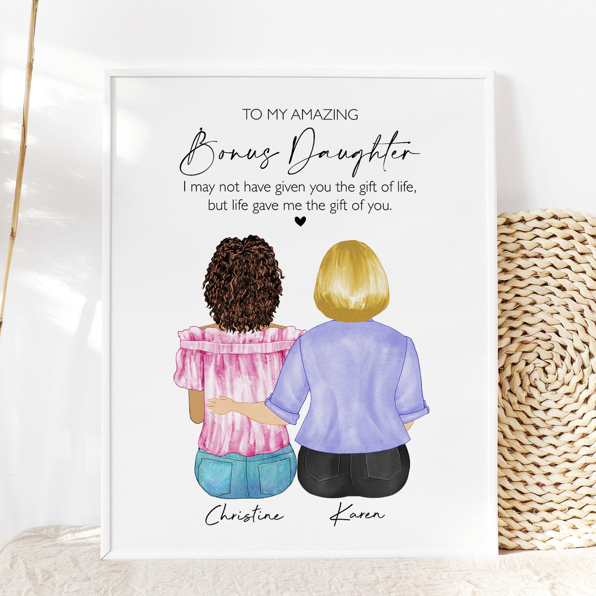 Bonus Daughter Wall Art | Stepmom & Stepdaughter Portrait