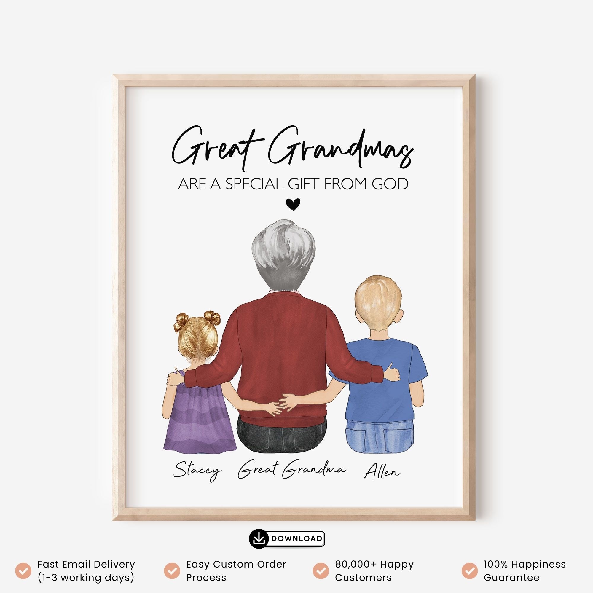 Custom Great Grandma with Grandkids Wall Art