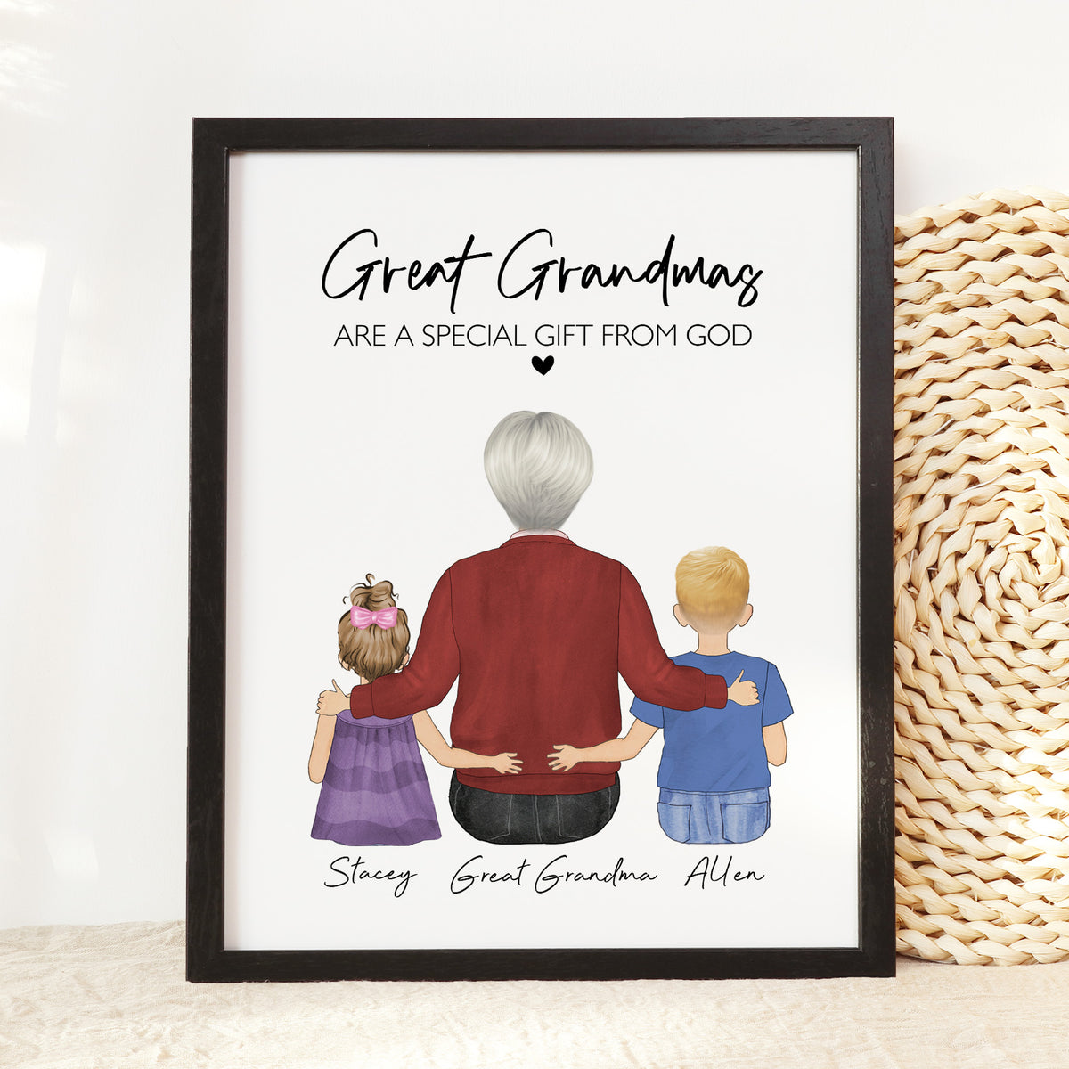 Custom Great Grandma & Grandkids Portrait | Keepsake Gift